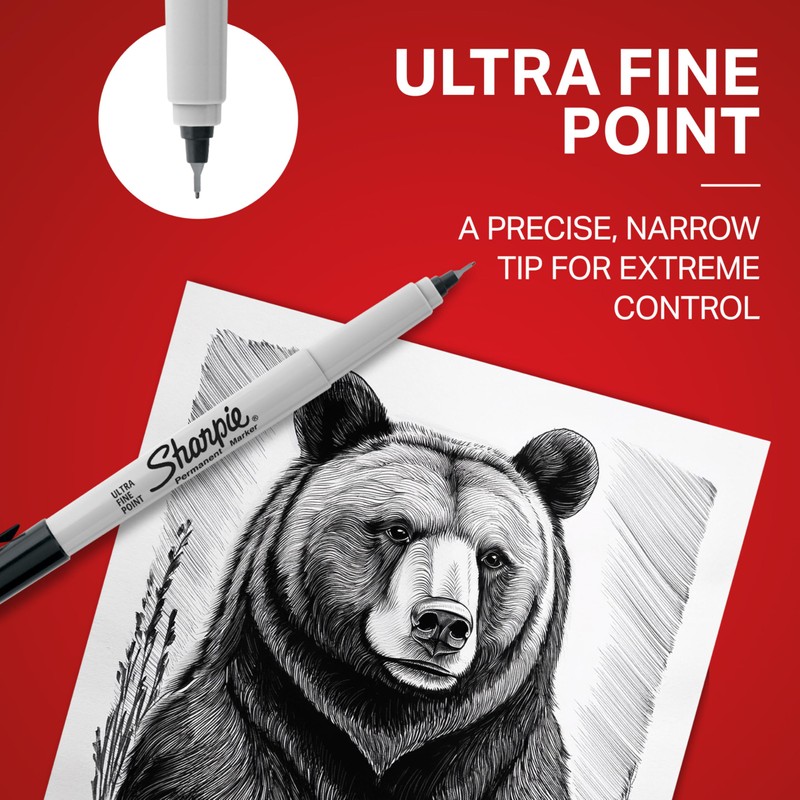 Sharpie Permanent Markers, Ultra Fine Tip, Black, 12 Count -