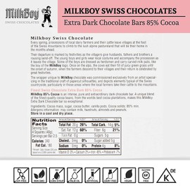 Milkboy Swiss Chocolates - Extra Dark Chocolate Bars 85% Cocoa (5 Pack)