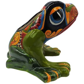 Talavera Pottery Store Frog Planter Large Eyes Hand Painted Indoor Outdoor Multi Colored Figure Glazed