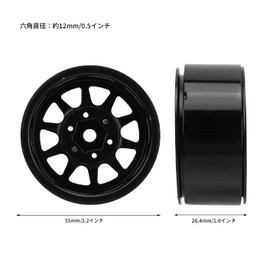 RC Wheel Rim Set Zinc Alloy Steel Universal 1.9" 10 Rims RC Crawler Car Wheel Hub 4PCS (Black)