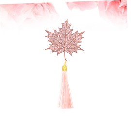 SEWACC 2Pcs Rose Gold Metal Bookmarks Leaf Shaped Hollow Design with Tassel Creative DIY Book Markers for Readers Students Writers Office and Home Stationery