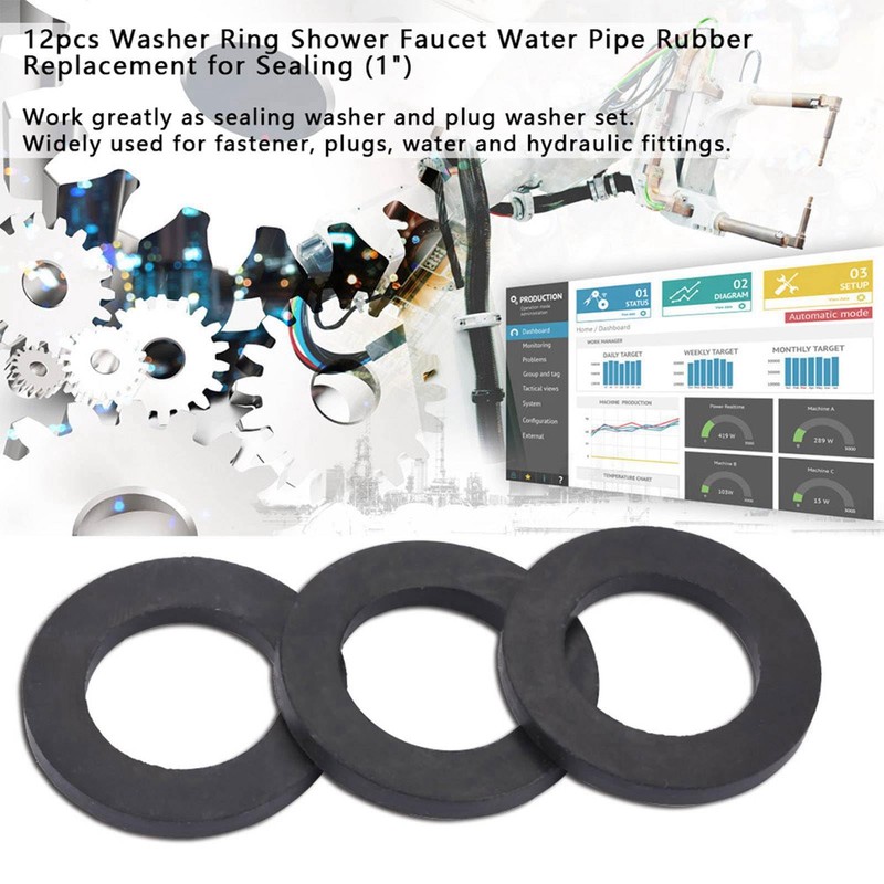 Washer Rings, Flat Rubber Washers, Shower Rubber O-Ring, 12Pcs Rubber