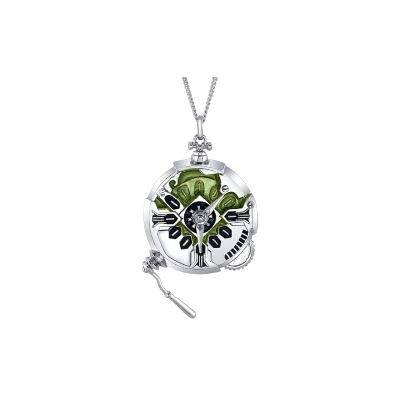 DUNHAO COS Ekko Watch Necklace Unisex Silver Pocket Watch Pendant