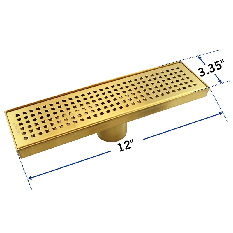 Bernkot Linear Shower Drain 12", 304 Stainless Steel Floor Drain