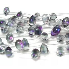8"  9mm Mystic Glass 12pcs dragon tears drop briolette Beads fire polish  - vitrail purple