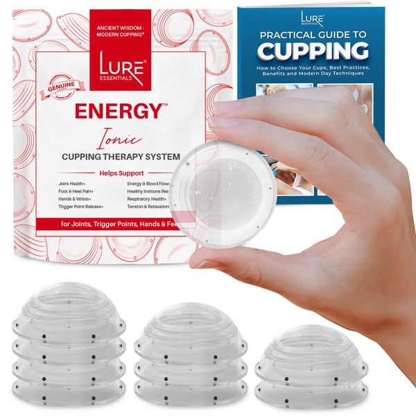 Ionic Energy Cupping Therapy Set – Cupping Kit for Massage Therapy –Silicone Cupping Set for Joints – Plantar Fasciitis Foot Pain – Neck Massage - Back Muscle Knot (10 Cups)