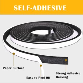 Closed Cell Foam Tape 1 inch Wide x 1/4 inch Thick,Single Sided Foam Strip with Self-Adhesive Blacking,Weather Stripping for AC Window Seal and Door Insulation,Soundproof Weatherstripping 33ft