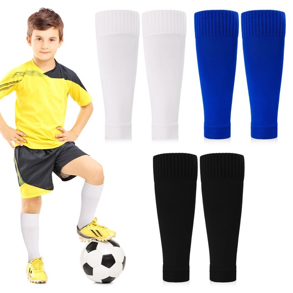Zuimei 3 Pair Football Sock Sleeves Kids, Pre Cut Football Socks Soccer Shin Guards Sleeves Football Sock Leg Sleeve for Children Junior Boys Girls Football Games Beginner(32-36)