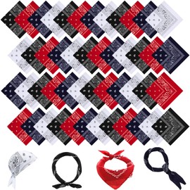 48 Pcs Bandanas Multi Purpose Bandanas Handkerchiefs for Women Cowboy Men Bandana Paisley Bandana,21 x 21 Inch (Light Color)