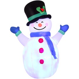Ycolnaefllr 4ft Christmas Inflatable Snowman Decoration for Indoor Outdoor, Inflatable White Christmas Decoration Blow up Snowman Holiday Display with Flashing Lights for Outdoor Yard Lawn Garden