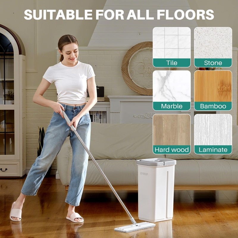 JOYMOOP Microfiber Flat Mop and Bucket System, Mops for Floor