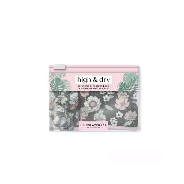 Lemon Lavender High & Dry Microfiber Scrunchie & Headband Duo,