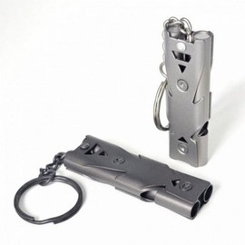 High-Strength Stainless Steel Double-Tube Warning Whistle Whistle Silver-Gray