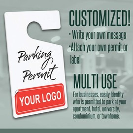 MESS Hanging Parking Permit Hang Tag - Permanent or Temporary Car Parking Tags (3x5 in. 100-Pack) Blank White Rearview Mirror Windshield Permit Parking Pass - Employees, Tenants, Businesses and More