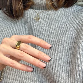 MOYOU LONDON Gel Press On Nails - Elegant Short Square French Tip False Nails, Long-lasting & Comfortable Soft Fake Nails with Glue, Reusable Natural Stick On Nails for Women, 32 Pcs in 16 Sizes