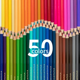 Pencil Crayons: 50 Colored Pencils for Adult Coloring,Soft Core,Crayon de Couleur en Bois and Drawing Art Craft Supplies for Adults,Kids and Beginners