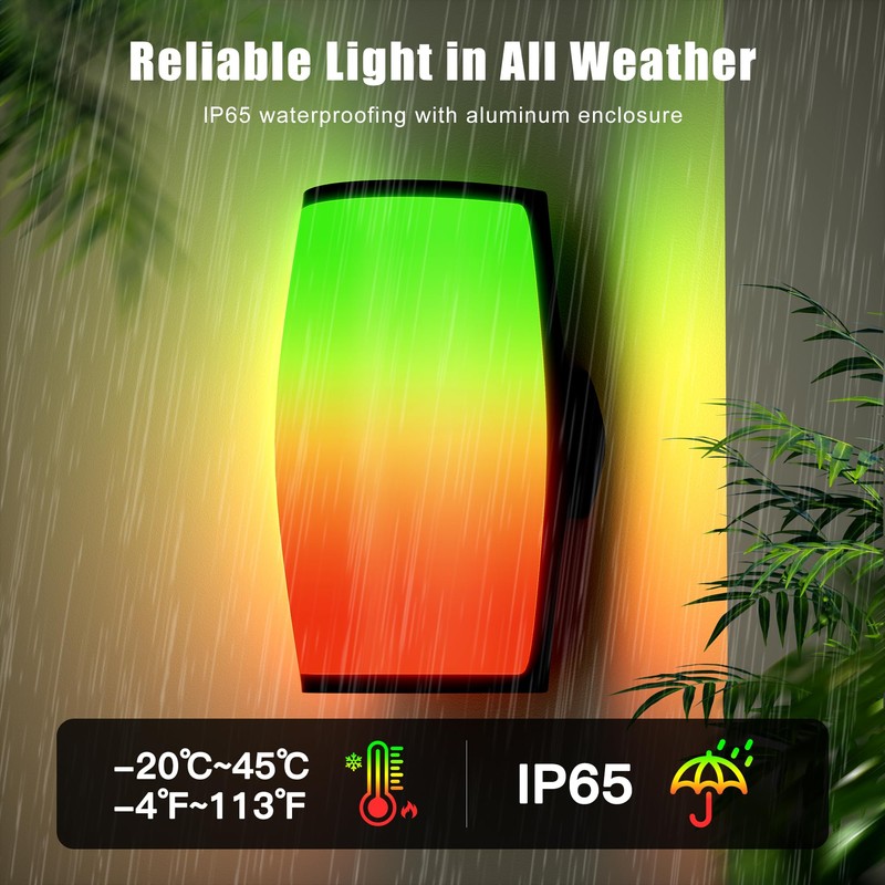 Yotivki Outdoor Wall Light, 2400LM Smart RGBWW Porch Lights Outdoor