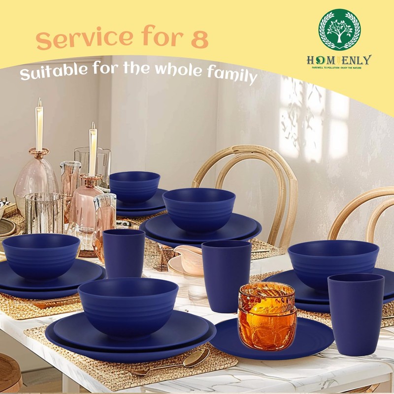 Homienly Wheat Straw Dinnerware Set,40-Piece Dish Set for 8, Dinner