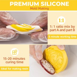 LET'S RESIN Silicone Putty,1LB/40A Silicone Mold Making Kit for Resin Molds, Non-Toxic, 1:1 Ratio Mixing for Making Reusable Silicone Molds, 3D Mold, Art Casting, Easy to Use(Yellow)