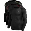 Neleus Men's 3 Pack Compression Workout Long Sleeve Shirts,5030,Black,Red Stripe,Green