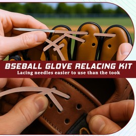 Yuomeaz 2 Pcs Softball Baseball Glove Lace, Mitt Lace Repair Kit with 2 Pcs Leather Lacing Needle, 5 mm Baseball Gloves Restring Lace for Catcher's Gloves (Each 100 cm)