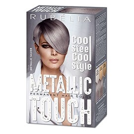 Rubélia Metallic Touch Permanent Hair Colour, Metallic Silver, Pack of 1, 115 ml