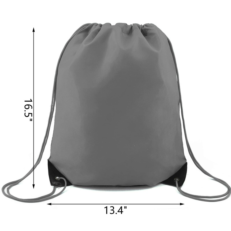 BeeGreen 20 Pieces Gray Drawstring Backpack Bags Bulk Nylon Gym