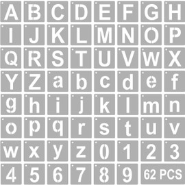62 Pcs Letter Stencils 2 Inches Alphabet Letter Templates Reusable Letter and Number Stencils Art Craft Stencils for Painting Letters Numbers on Wall Glass Wood Chalkboard Door Fence Floor Fabric DIY