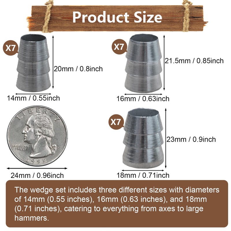 21 PCS Extended Round Axe Handle Wedge Safety Metal Wedge