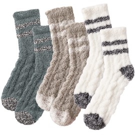 Trifabricy Fuzzy Socks, 3 Pairs Slipper Socks Women, Non-Slip Winter Socks