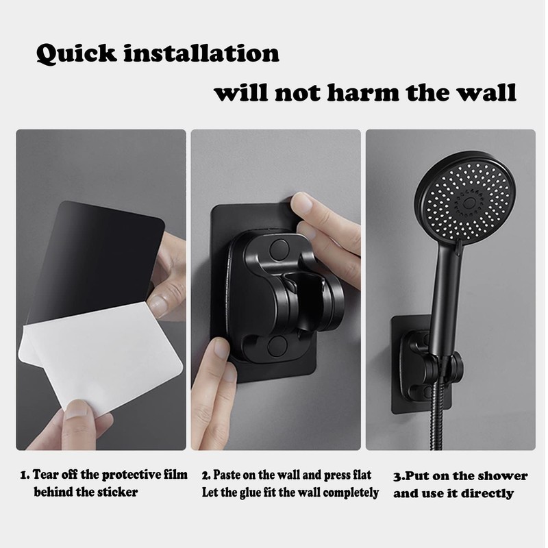 DASITON Large Wall Mount Strong Adhesive Waterproof Handheld Shower Holder,Shower