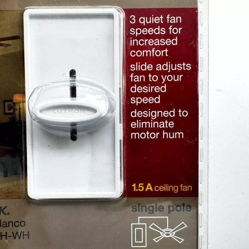 Lutron Skylark SFSQ-FH-WH White 3-Speed Fan Control For 1.5A Ceiling