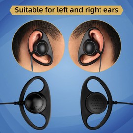 Retevis Clear Walkie Talkie Earpiece with Mic, D-Type Earhook, 2 Pin, for RT22 RT68 RT21 H-777 RT27 RT86 RB68, Compatible with BAOFENG UV-5R pxton Walkie Talkie, Coil Tube, 2 Way Radio Headset(2 Pack)