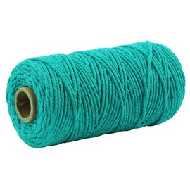 109 Yards 3mm Macrame Cotton Cord 4 Strand Twisted Twine Strings Rope for Wrapping Plant Hanger Knitting DIY Craft Supplies (Turquoise)