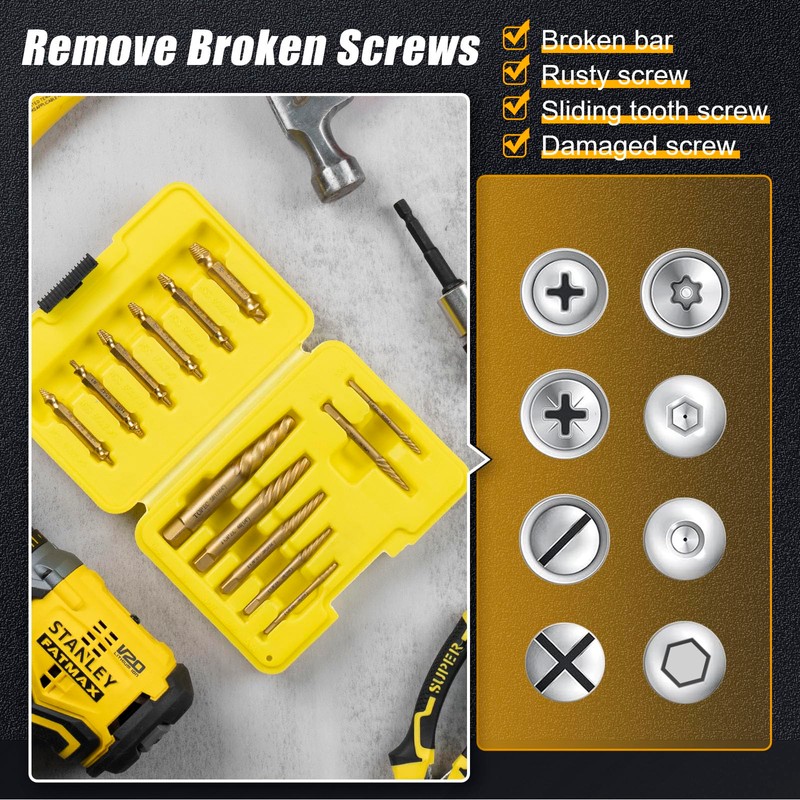 TOPEC Small Screw Extractor Set, 13 PCS Stripped Screw Removal