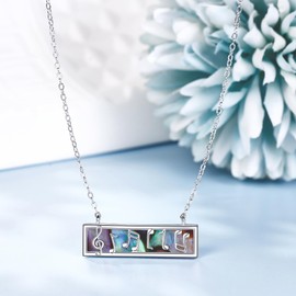 AXOMY Music Note Necklace 925 Sterling Silver Treble Clef Pendant Necklaces Abalone Shells Music Note Jewelry Birthday Jewelry for Women Music Lover