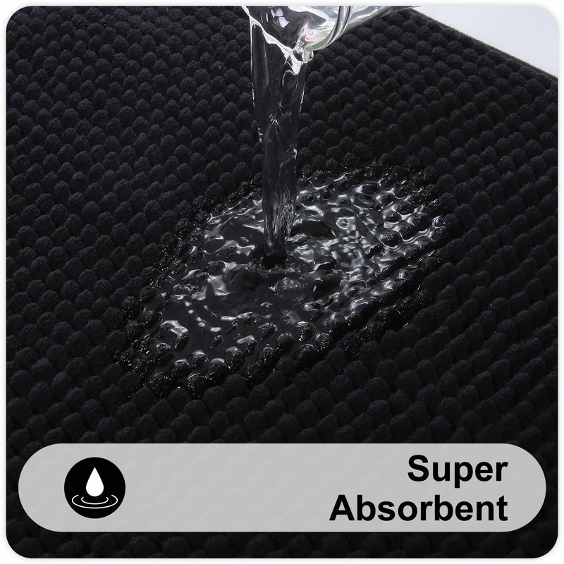 smiry Non Slip Chenille Bath Mat, 60 x 90 cm,