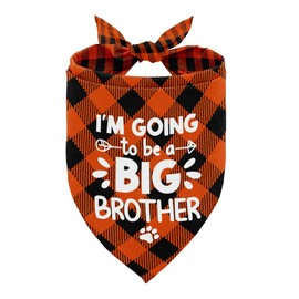 Dog Bandana, I Am Going to Be A Big Brother Dog Bandana, Dog Scarf Plaid Printing, Dog Scarf Accessories, Dog Bandana Pet Scarf, Pet Plaid Scarf Gender Reveal Accessories, Dog Bandana Gift (D26)