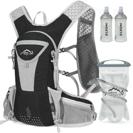 IX INOXTO - Mochila ligera con bolsa de hidratación, mochila de agua con bolsa de 0.5 galones, para hombres y mujeres, chaleco de hidratación para correr, senderismo, ciclismo, escalada (negro gris)