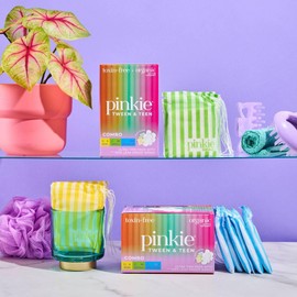 Pinkie Period Starter Pads - Designed for Smaller Underwear - Organic Cotton Topsheet Tween & Teen Pads with Wings - Chlorine Free & Fragrance Free - Teen Regular, 18 Count