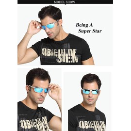 DUCO Sonnenbrille Herren Polarisierte Sportbrille für Männer Klassisch Fahrerbrille Ultraleichte Metallrahme mit UV400-Schutz 2179S (Blau)