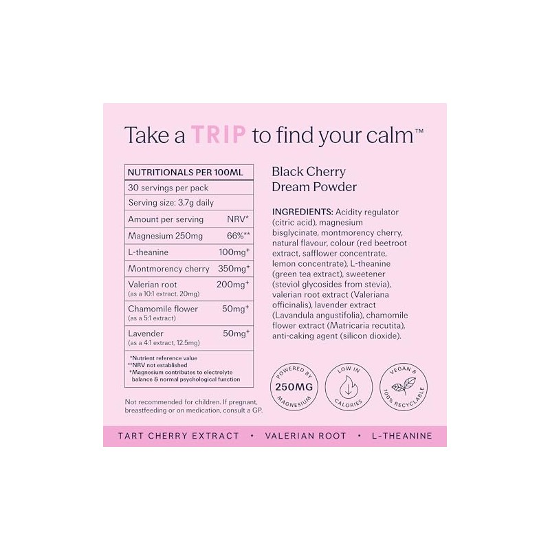 Trip Dream Powder Black Cherry Flavour | Night-Time Wind-Down Drink