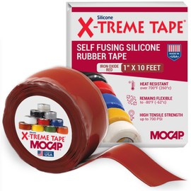 X-Treme Tape MOCAP Heavy Duty Electrical Tape, Self-Fusing Silicone Rubber, Waterproof & Insulating Flexible Tape, Electrical for Hose, Automotive, Outdoor & Repairs - 1" x 10ft Roll- Iron Oxide Red