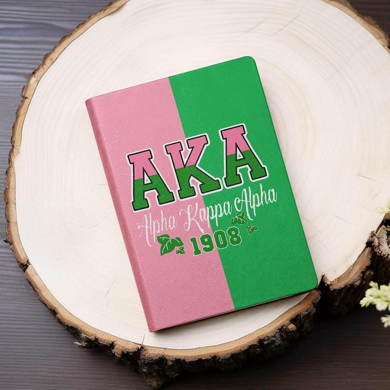 AKA Sorority Gift Leather Notebook for Women Girls Pink and