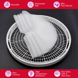 GUCUJI Round Silicone Dehydrator Sheets for NESCO FD-1010 FD-1018A FD-1040 FD-1040P, Non-Stick BPA Free, Pack of 4 (Premium Reusable Food Dehydrator Mesh Mats)