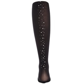 MeMoi Runway Ready Rhinestone Girls Tights Black 10-12