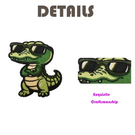 Obokata Embroidered Iron on Patches, Cute Cartoon Crocodile Patch, Sew on Repair Applique, Funny Animal Patch for Vest Jackets, Clothing, Hats, Backbags & Jeans
