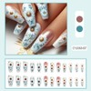 Medium Coffin Press on Nails Fake Nails with White Floral