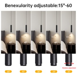 Ajbvp Zoomable LED Pendant Lights Modern Ceiling Hanging Spotlight Pendant Lighting,5CCT/2700K-5000K,Zoomable 15°-60°,Unique Pendant Lighting for Kitchen Island Bar,12W,Black(1Pack)