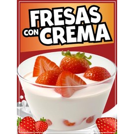 Fresas con Crema Decal Window Sticker Mexican Food Truck Concession Vinyl Restaurant Sticker Fresas con Crema Sign Adhesuve (18" x 14")
